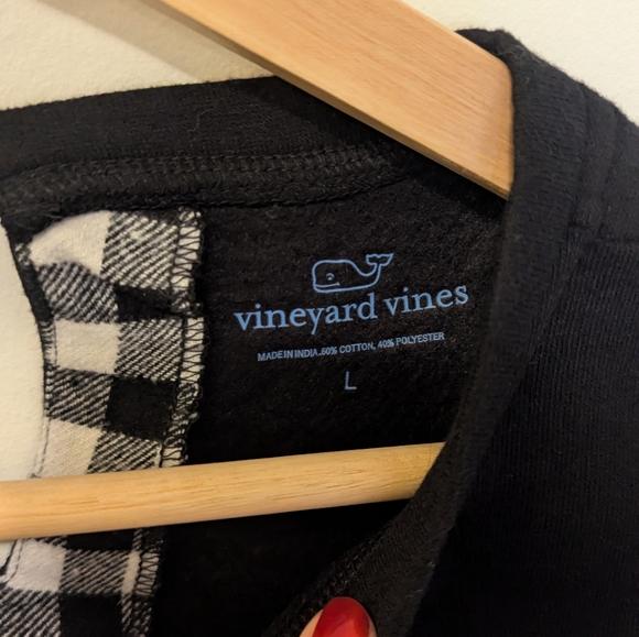 Vineyard Vines Mixed Media Black and white Plaid Sweatshirt Girls Dress - Picture 5 of 10